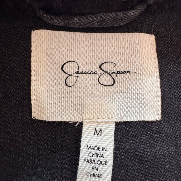 Jessica Simpson Women’s Black Faux Fur Collar Moto Jacket – Size Medium - Picture 3 of 5